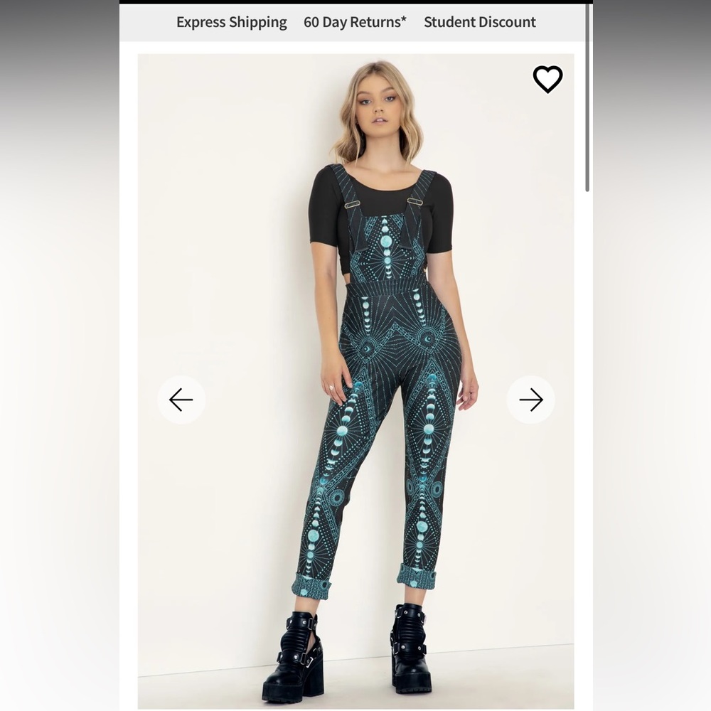 SOLD DO NOT BUY COPY - Blackmilk Moon Phases Teal Overalls EUC 🌙🌑🖤💙✨